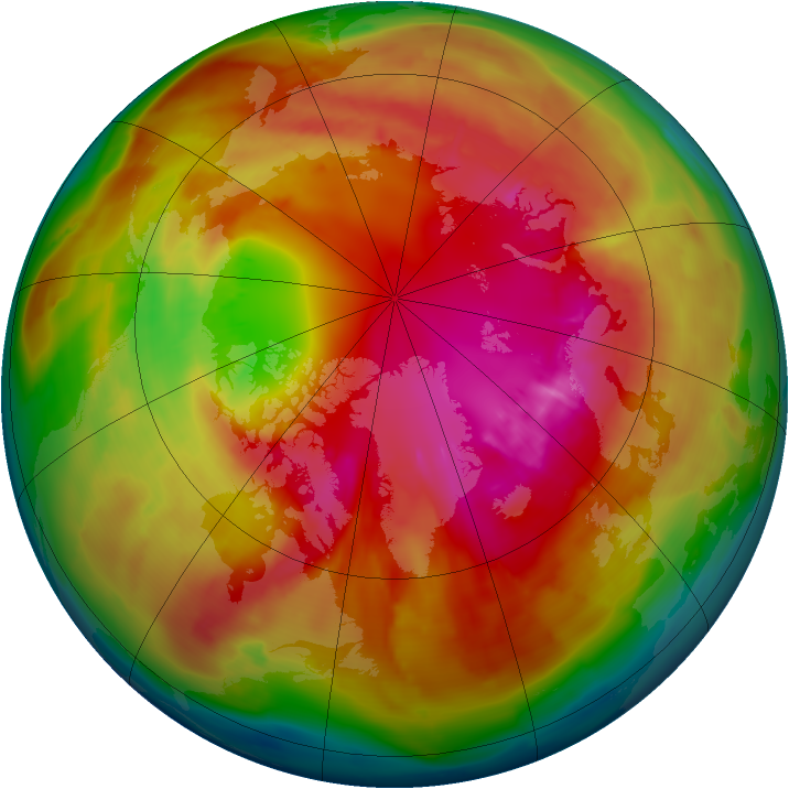 Arctic ozone map for 25 February 2010